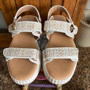 Dolce Vita Pastel Multi Raffia Platform Sandals Size 9.5 New